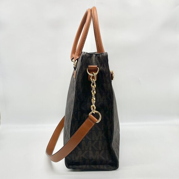 Michael Kors Brown Logo Print Large Hamilton Tote - Picture 4 of 10